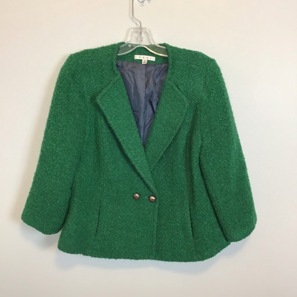 CAbi, Sz 14, Green double breasted jacket